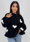 Pull Oversize avec Détails Cœur pour Femme