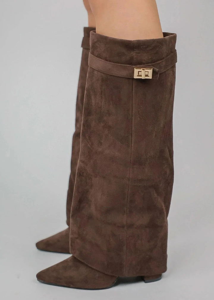 Stivali da donna Elvira | Eleganti stivali con zeppa, tacco a blocco e cerniera
