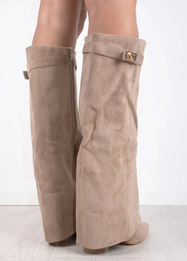 Stivali da donna Elvira | Eleganti stivali con zeppa, tacco a blocco e cerniera