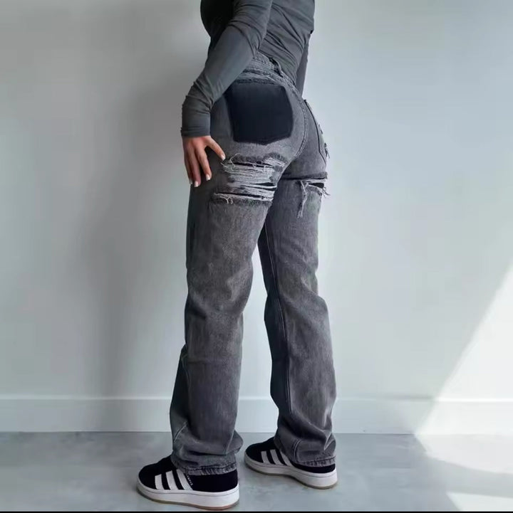 Becky Straight Leg Jeans | Taille haute avec détails déchirés