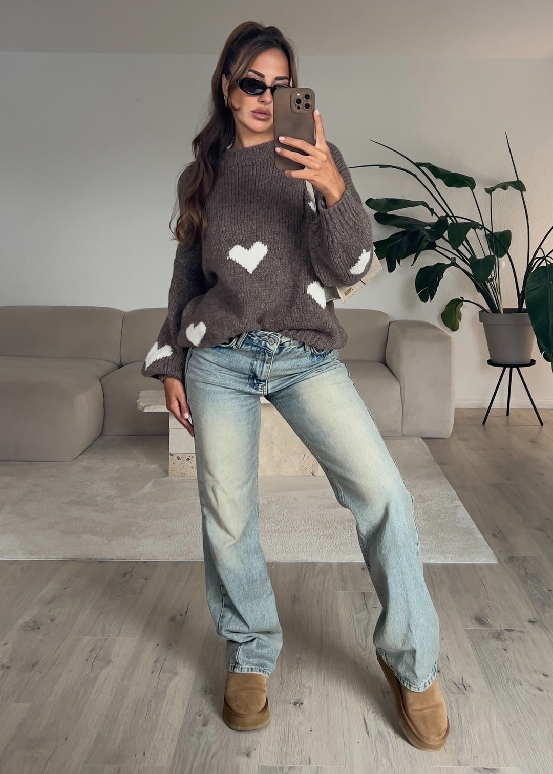 Pull Oversize avec Détails Cœur pour Femme