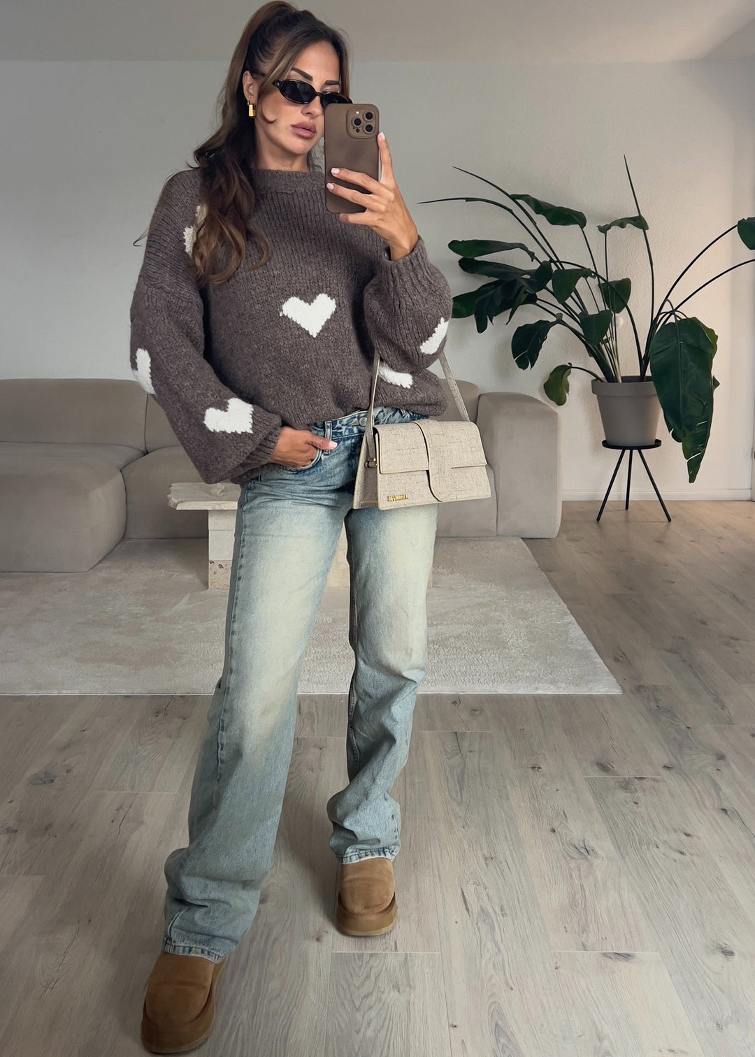 Pull Oversize avec Détails Cœur pour Femme