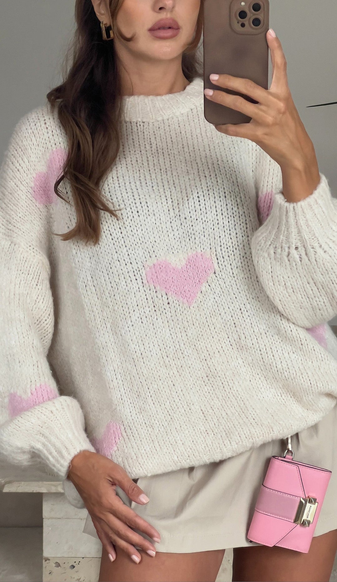 Pull Oversize avec Détails Cœur pour Femme
