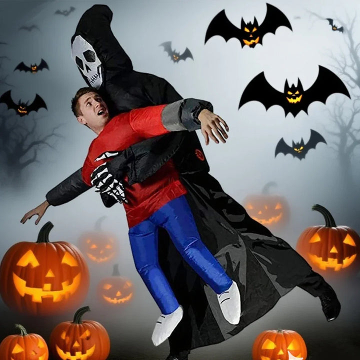 Costume Gonflable PhantomWear | Robe Noire & Masque de Fantôme Unisexe