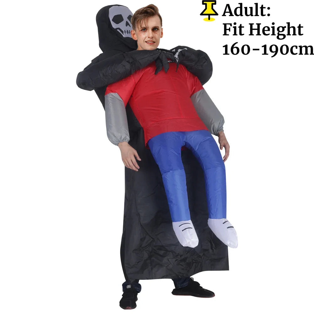 Costume Gonflable PhantomWear | Robe Noire & Masque de Fantôme Unisexe