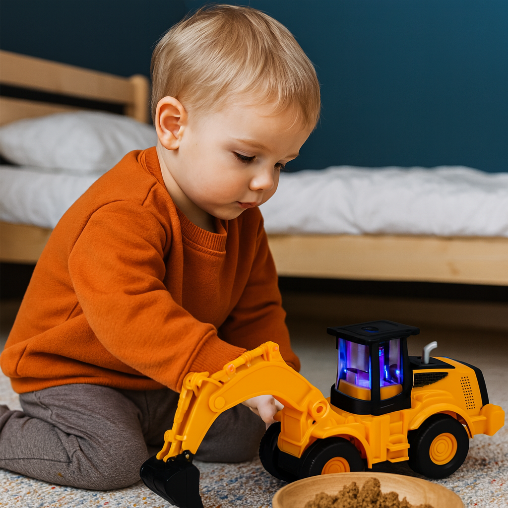 Escavadora Interativa para Crianças | Brinquedo Caminhão com Luzes & Sons Realistas