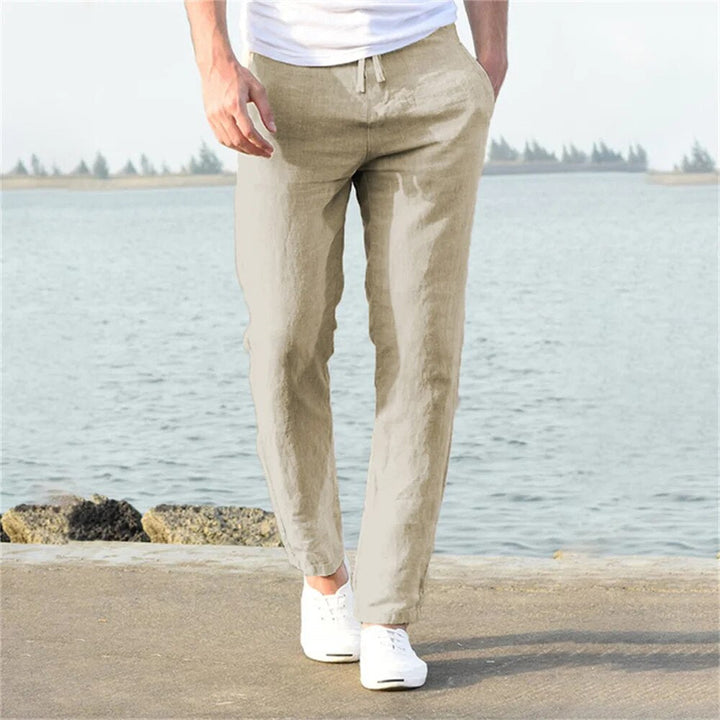 Pantalon en lin pour hommes avec coupe droite et poches | Confort estival et allure soignée