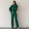 Conjunto de dos piezas de jersey de cuello alto y pantalón ancho de cintura alta para mujer