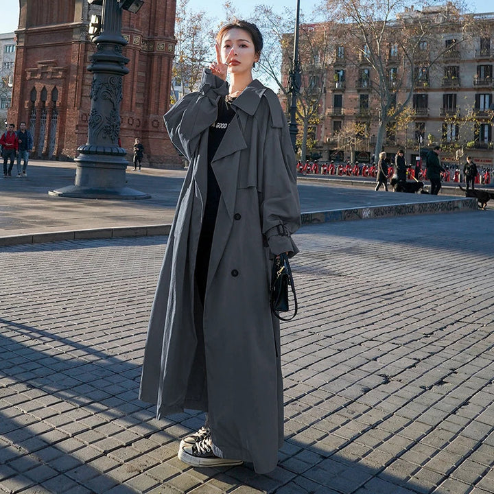 Trench-coat femme long oversize | Double boutonnage et style classique