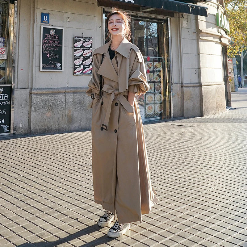 Trench-coat femme long oversize | Double boutonnage et style classique