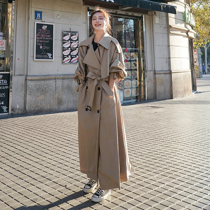 Trench-coat femme long oversize | Double boutonnage et style classique