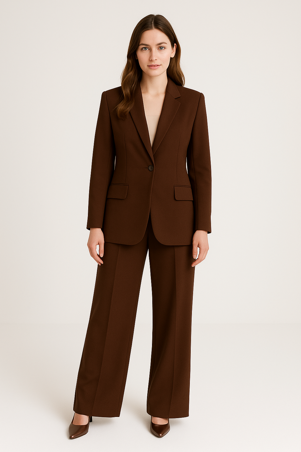 Lina | Elegante tailleur pantalone da donna in stile business con blazer aderente e pantaloni dritti