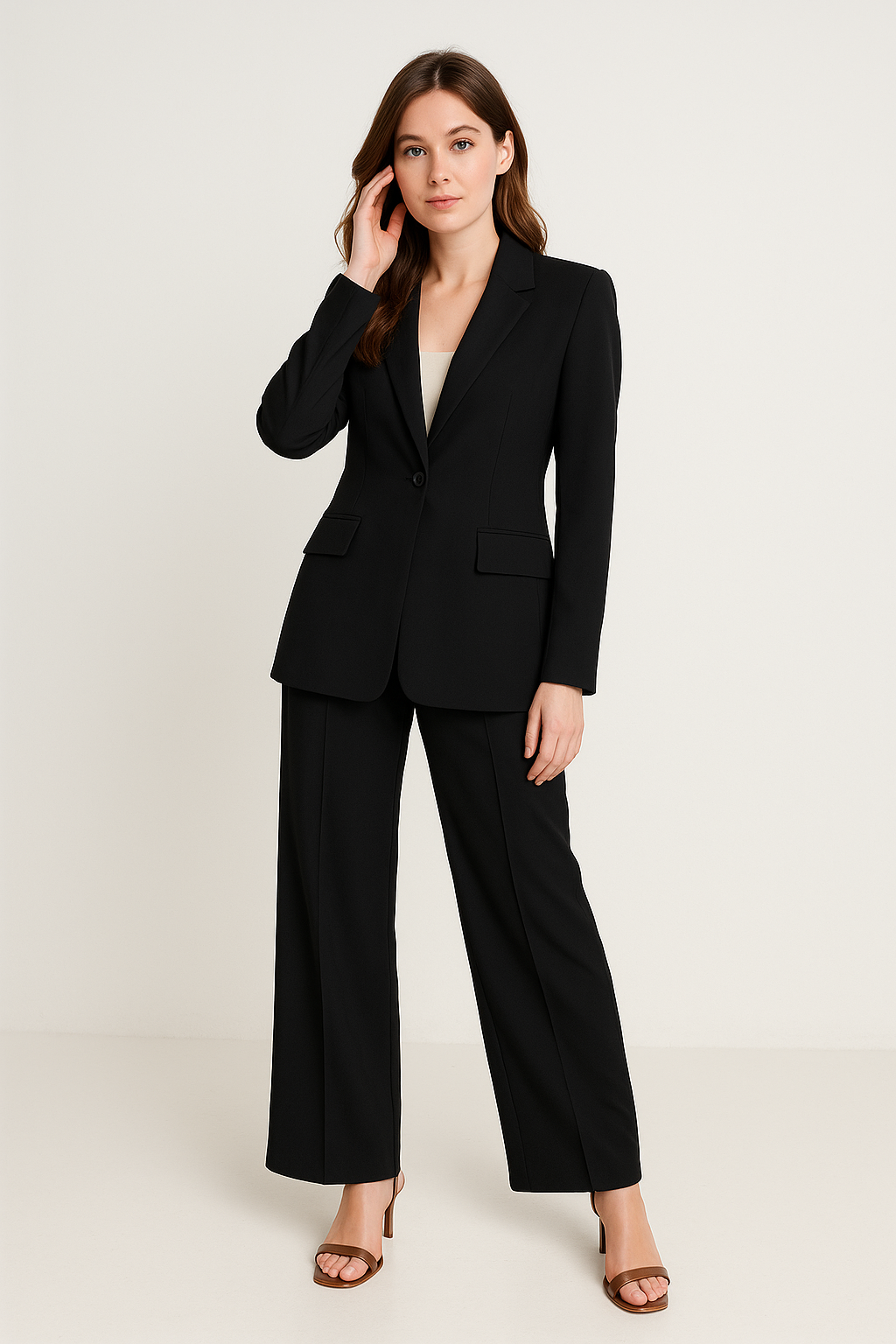 Lina | Elegante tailleur pantalone da donna in stile business con blazer aderente e pantaloni dritti