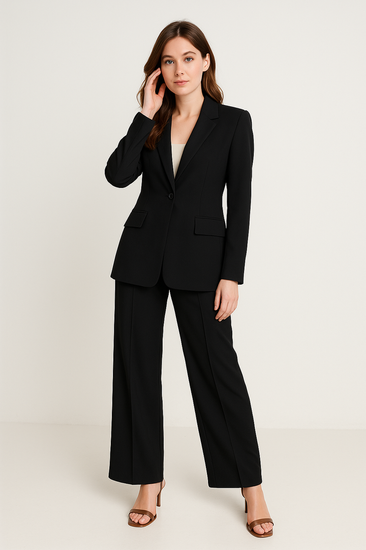 Lina | Elegante tailleur pantalone da donna in stile business con blazer aderente e pantaloni dritti