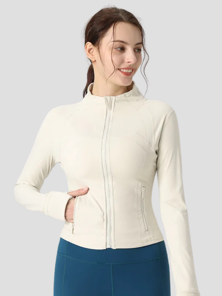 Jor Riset Veste de Sport Femme | Coupe Ajustée, Tissu Doux & Extensible, Poches Zippées
