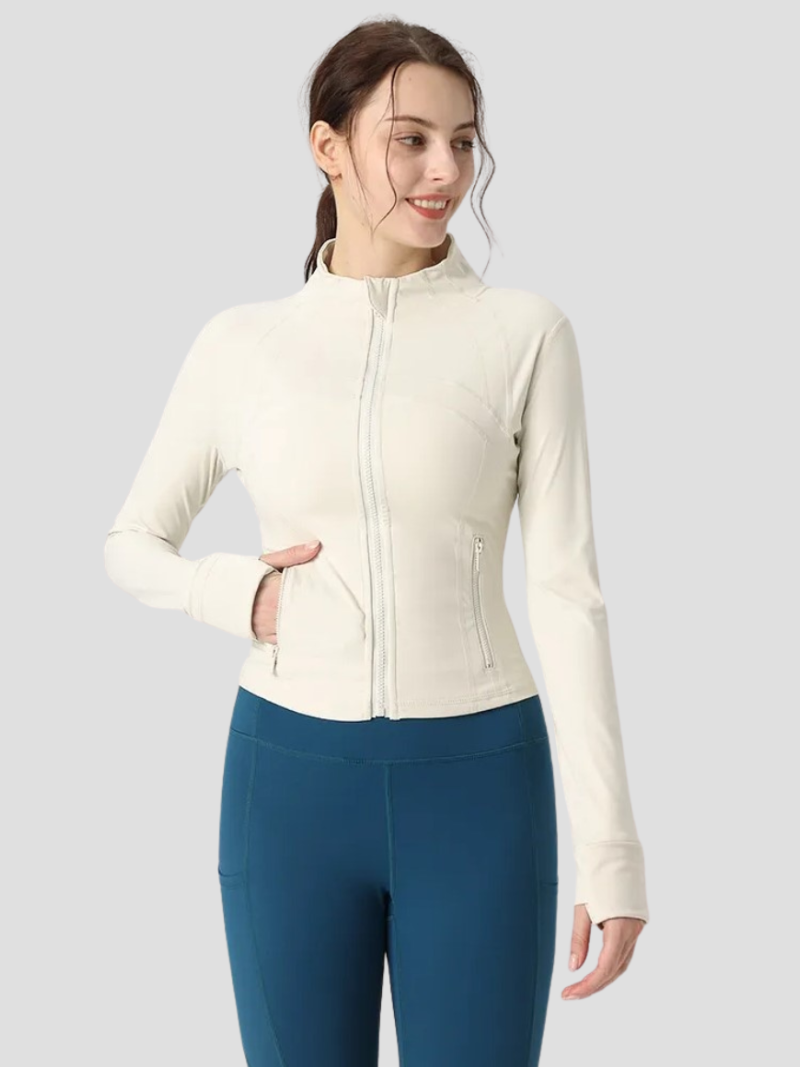 Jor Riset Veste de Sport Femme | Coupe Ajustée, Tissu Doux & Extensible, Poches Zippées