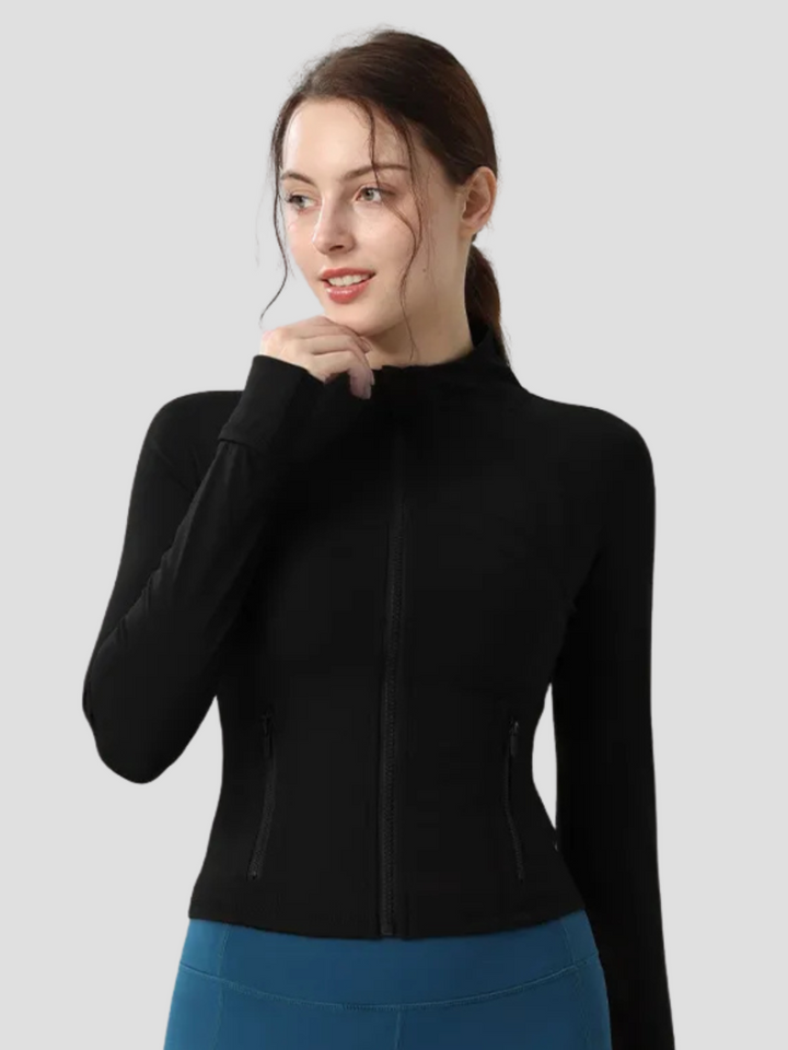 Jor Riset Veste de Sport Femme | Coupe Ajustée, Tissu Doux & Extensible, Poches Zippées