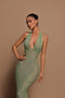 Vestido largo ajustado con lentejuelas y escote halter para mujer | Vestido de noche brillante para ocasiones formales y eventos especiales