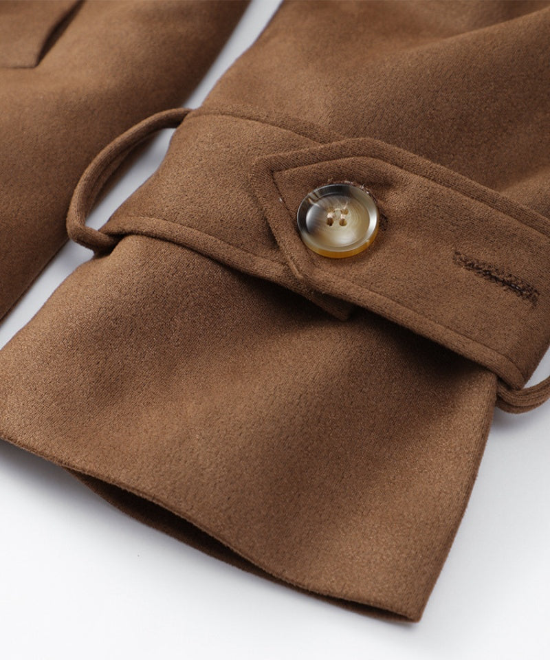 Manteau Trench Femme Simili Cuir Suede | Élégance et Confort avec Ceinture Ajustable