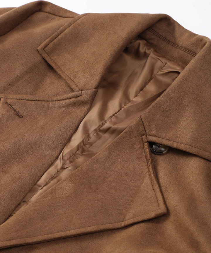 Manteau Trench Femme Simili Cuir Suede | Élégance et Confort avec Ceinture Ajustable