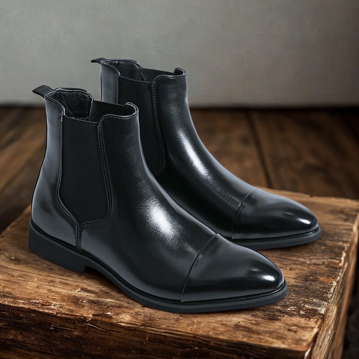 Bottines Chelsea homme en cuir lisse | Bout pointu et élastiques latéraux