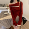 Pull en maille rouge à épaules dénudées pour femme – Coupe ajustée, style gothique Y2K