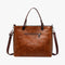 Bolso de mano de cuero con múltiples bolsillos estilo vintage para mujer