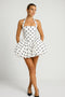 Vestido corto con escote halter y falda voluminosa | Vestido de noche para mujer, estilo vintage | Atuendo de ceremonia sin mangas, corte ajustado y acampanado