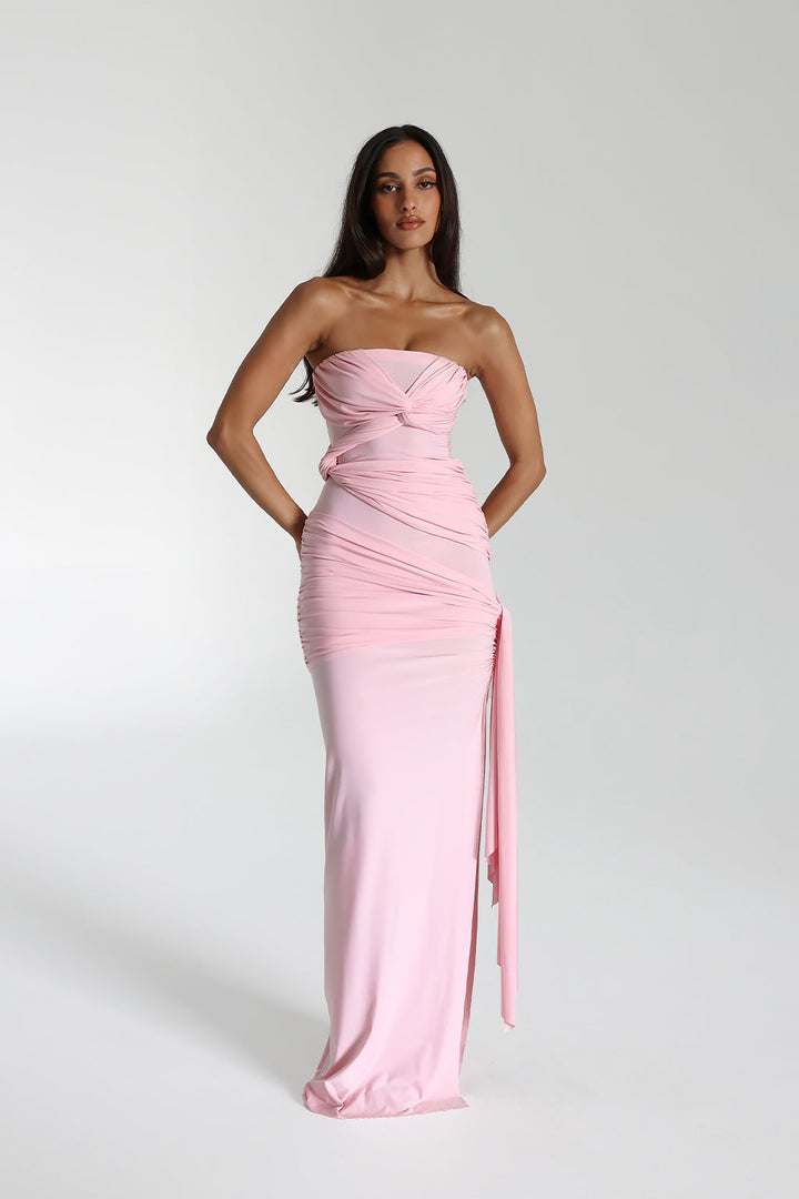 Serena Robe maxi pour femme | Robe de soirée bustier avec nœud & fente en stretch Cavalli