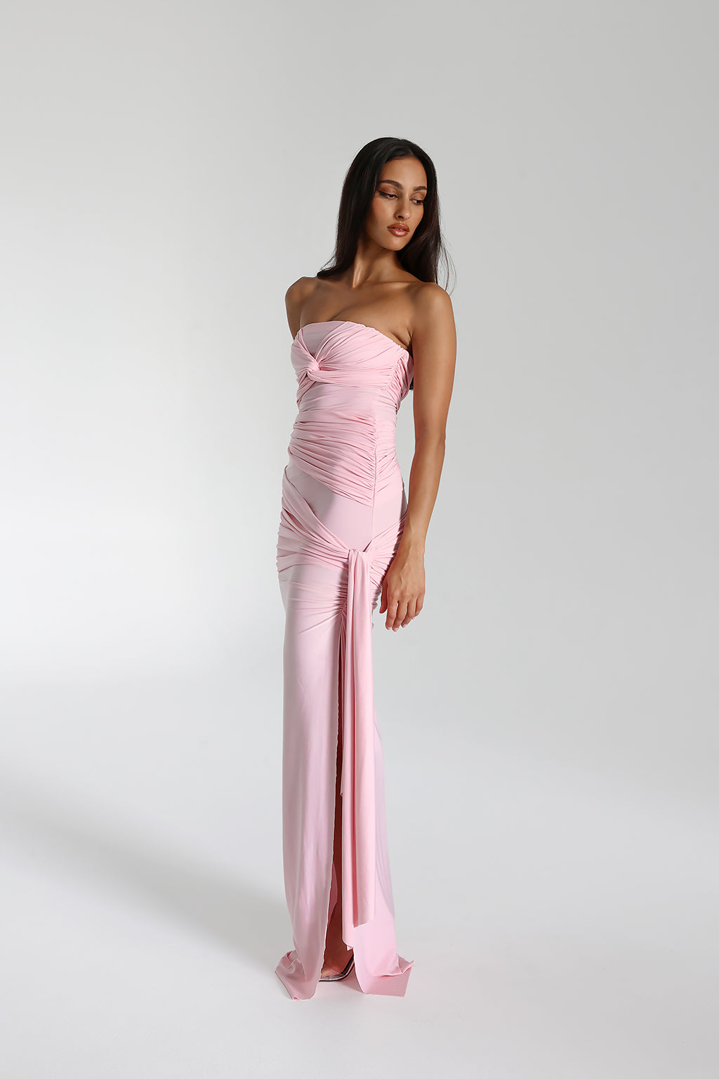 Serena Robe maxi pour femme | Robe de soirée bustier avec nœud & fente en stretch Cavalli