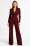 Combinaison blazer luxueuse avec col en V et jambes larges