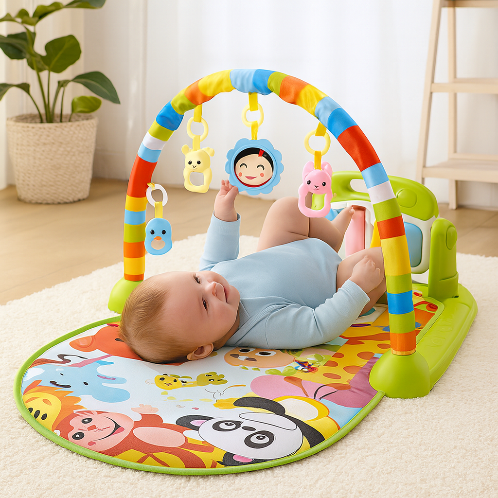 Tapete Musical para Bebé 0-3 Anos | Tapete de Atividades Sensorial com Arco e Jogos Suspensos
