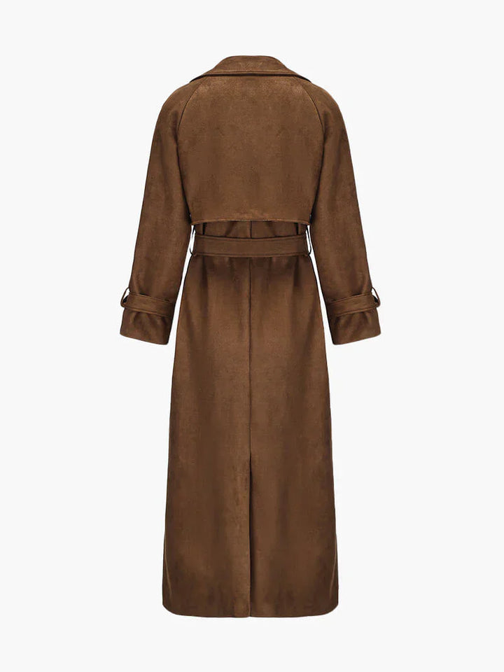 Manteau Trench Femme Simili Cuir Suede | Élégance et Confort avec Ceinture Ajustable