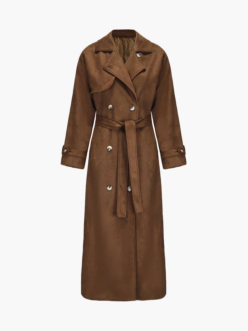 Manteau Trench Femme Simili Cuir Suede | Élégance et Confort avec Ceinture Ajustable