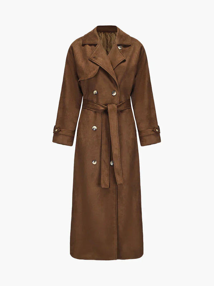 Manteau Trench Femme Simili Cuir Suede | Élégance et Confort avec Ceinture Ajustable