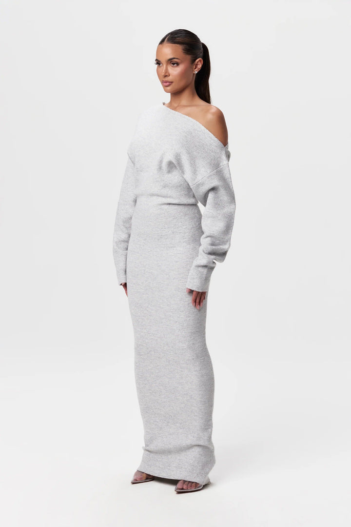 Vestido tipo suéter Luxoria para mujer | Diseño viral de hombros caídos con un toque elegante e informal.
