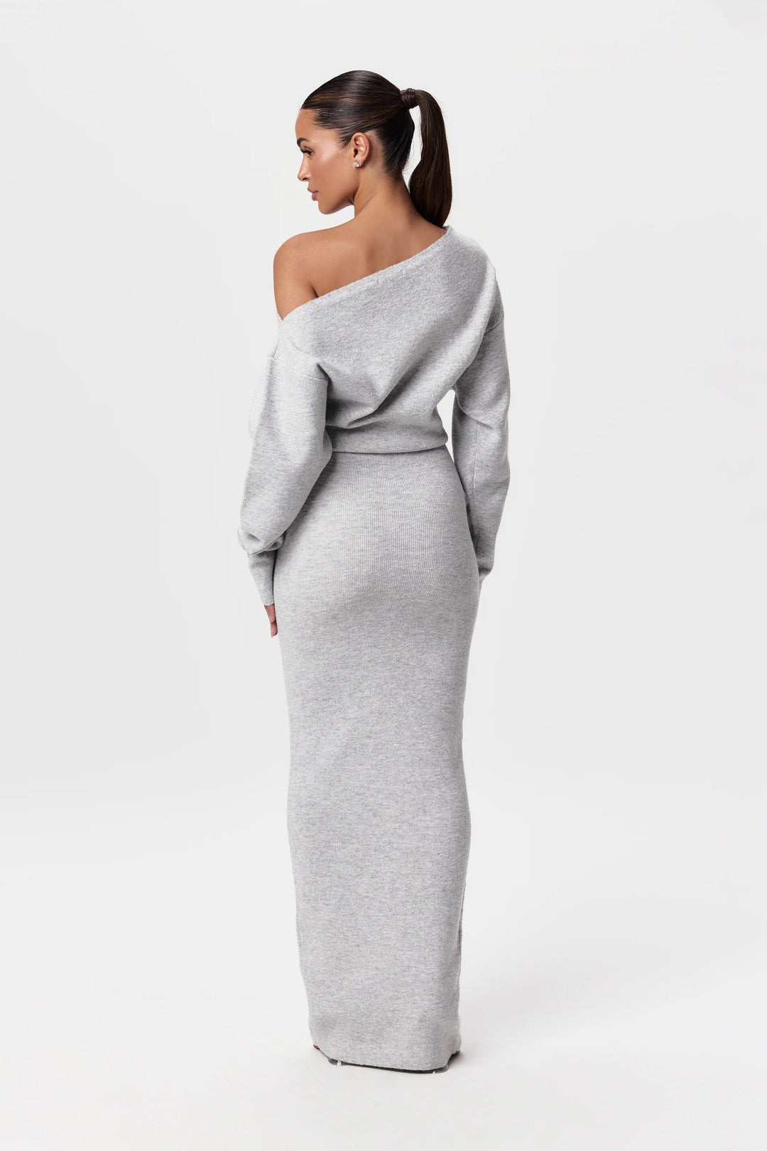 Vestido tipo suéter Luxoria para mujer | Diseño viral de hombros caídos con un toque elegante e informal.