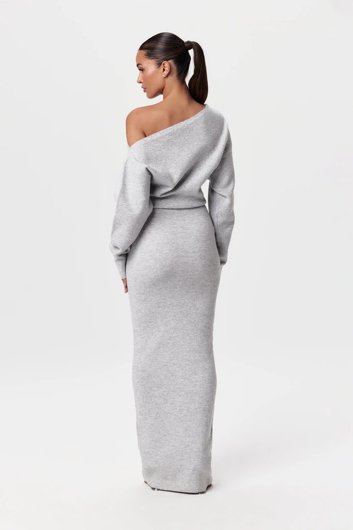 Vestido tipo suéter Luxoria para mujer | Diseño viral de hombros caídos con un toque elegante e informal.