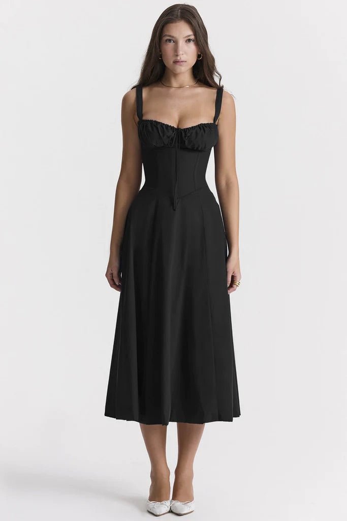 Abito lungo floreale da donna Flora con corsetto | Eleganza e fascino bohémien 