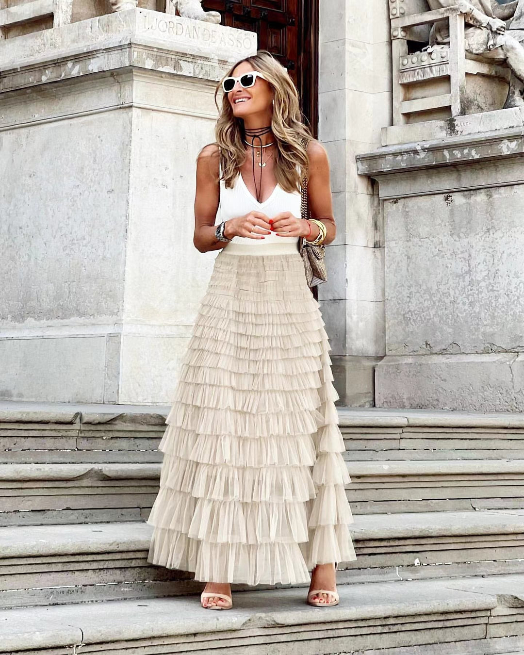 Gonna lunga in tulle vintage Tulia | Elastico a vita alta