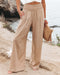 Maren Pantalon femme en coton-lin | Pantalon large à taille haute & coupe décontractée