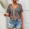 Blouse Bohème Femme en Coton Imprimé Paisley Coloré