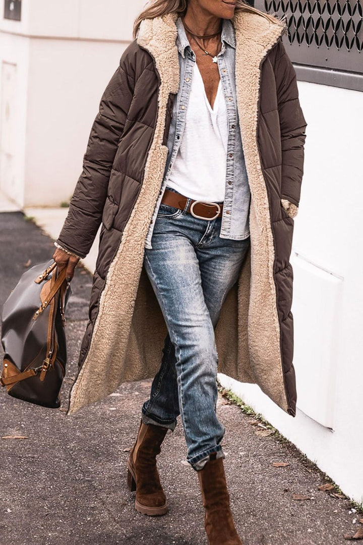Anna | Cappotto lungo reversibile con fodera in morbido peluche