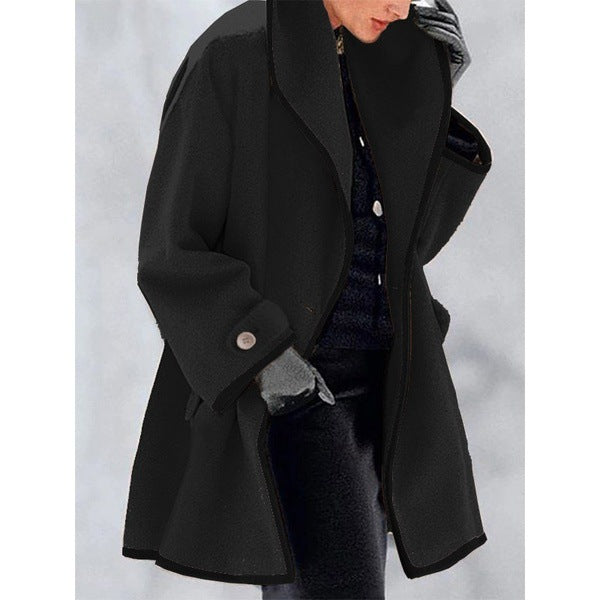 Isabelle Moreau Manteau Élégant à Col Large | Confort et Style Toute la Saison