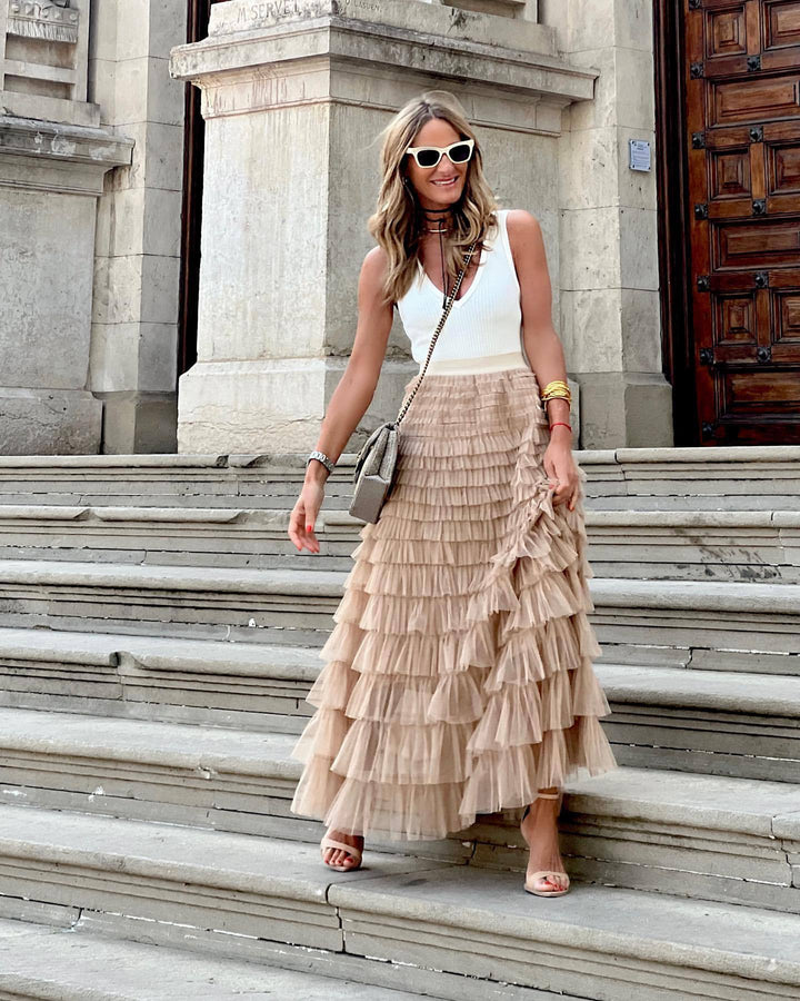 Gonna lunga in tulle vintage Tulia | Elastico a vita alta