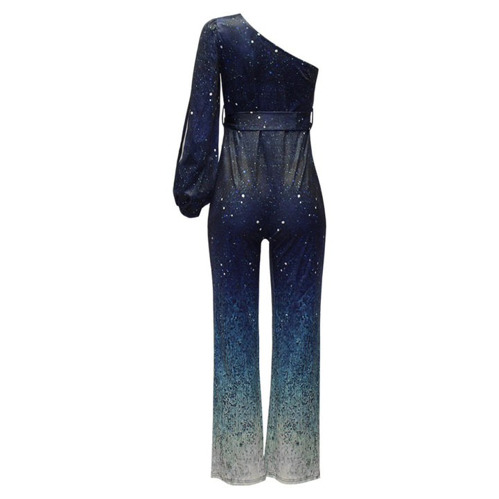 Fayenne One-Shoulder Jumpsuit pour femmes | Combinaison disco ombrée avec jambes larges & flair 70s