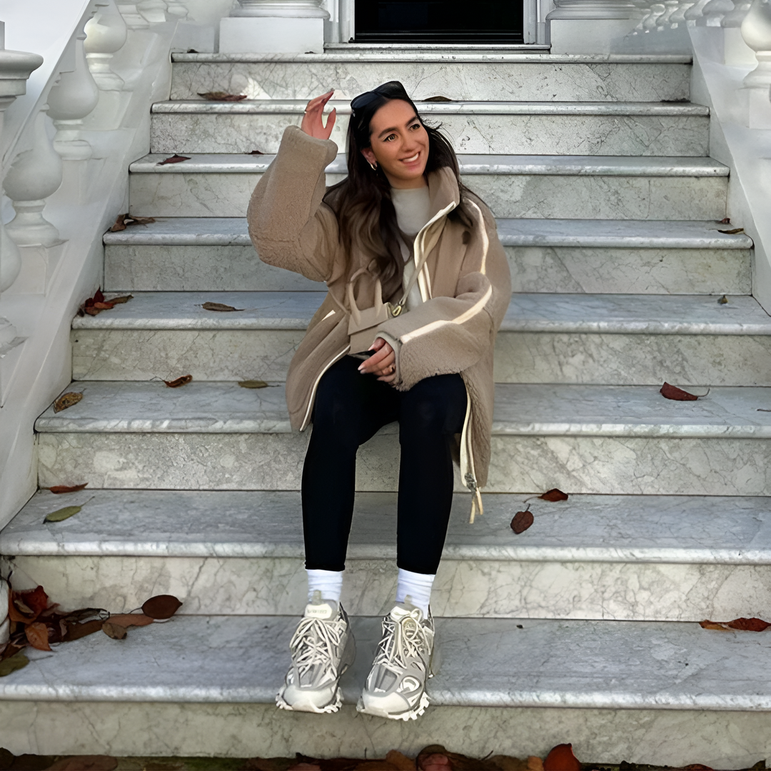 Camila | Veste Oversized en Teddy Fleece avec Col Montant