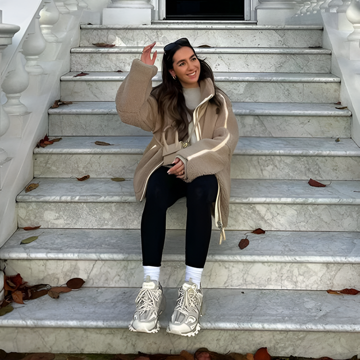 Camila | Veste Oversized en Teddy Fleece avec Col Montant