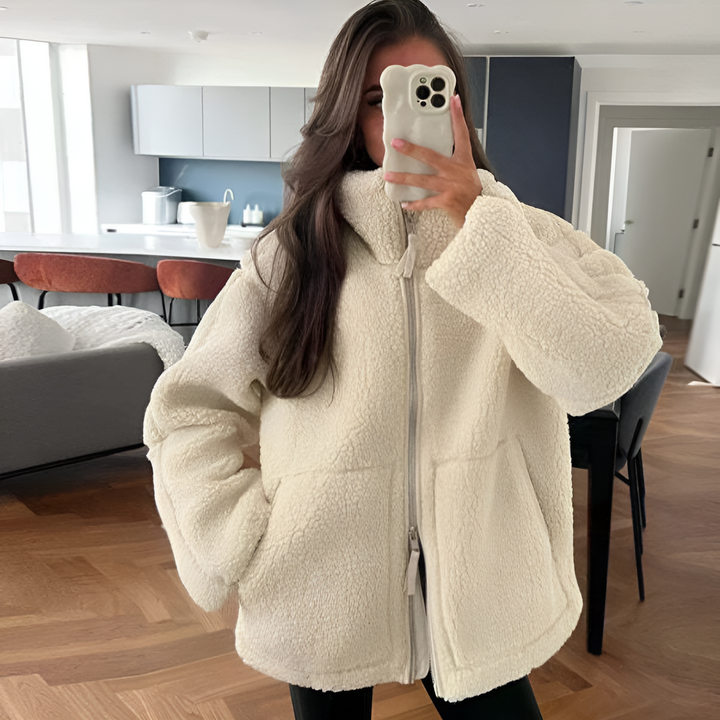 Camila | Veste Oversized en Teddy Fleece avec Col Montant