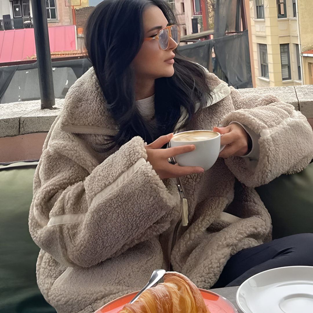 Camila | Veste Oversized en Teddy Fleece avec Col Montant